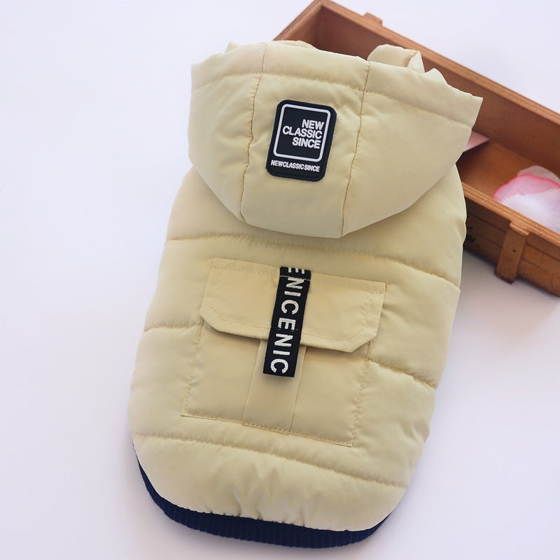 Dog Down Jacket with Removable Hood "Nice" Decorative Pocket