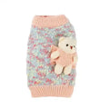 犬用コーラルセーター - ふわふわの3Dクマさんデザイン