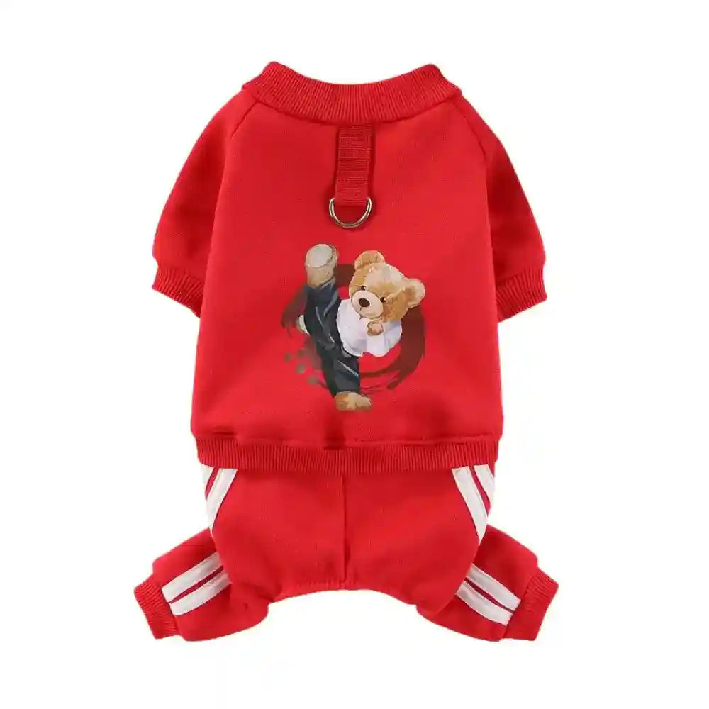 Mono de forro polar con osito para perros - 4 patas deportiva