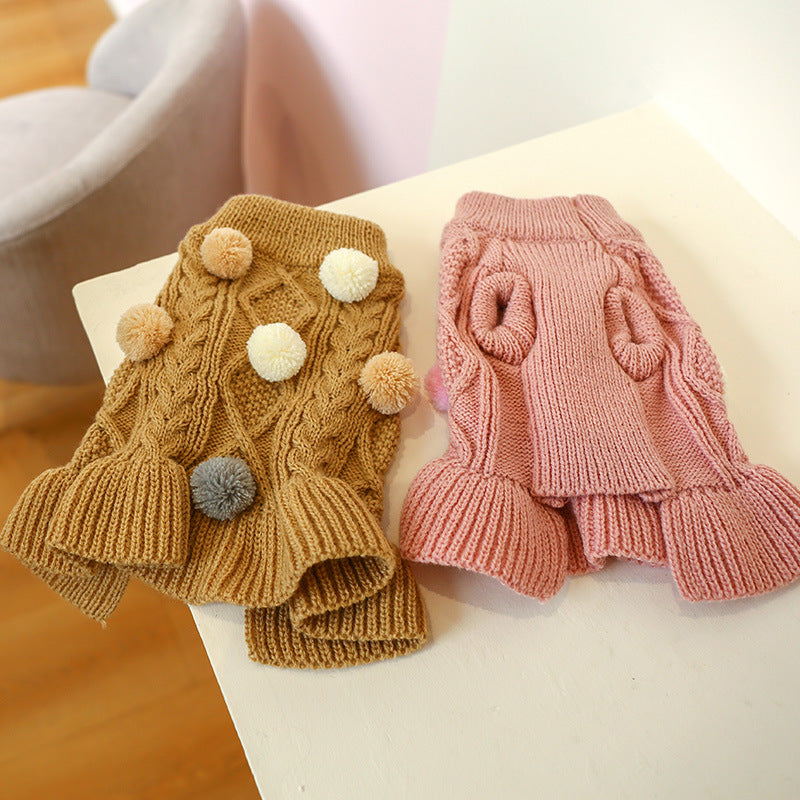 Chihuahua Dress with Pom Pom, Warm and Elegant | DogModa