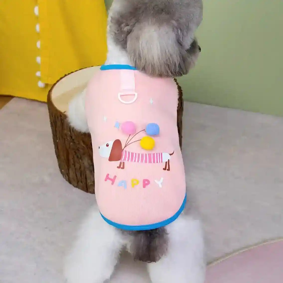 Abrigo para perros salchicha con globos de forro polar y pompón