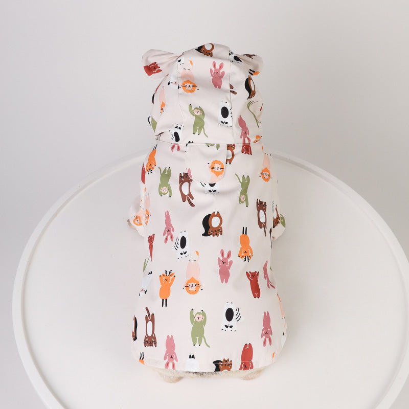 IMPERMEABILE PER CANI CON FANTASIE DI ANIMALETTI E GATTINI - CON CHIUSURA IN VELCRO - Dog Moda