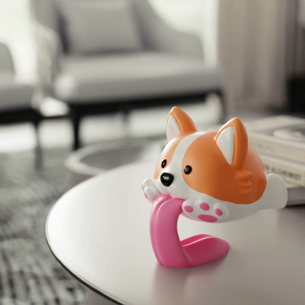 Statua Corgi in Salto - Decorazione Resina Simpatica