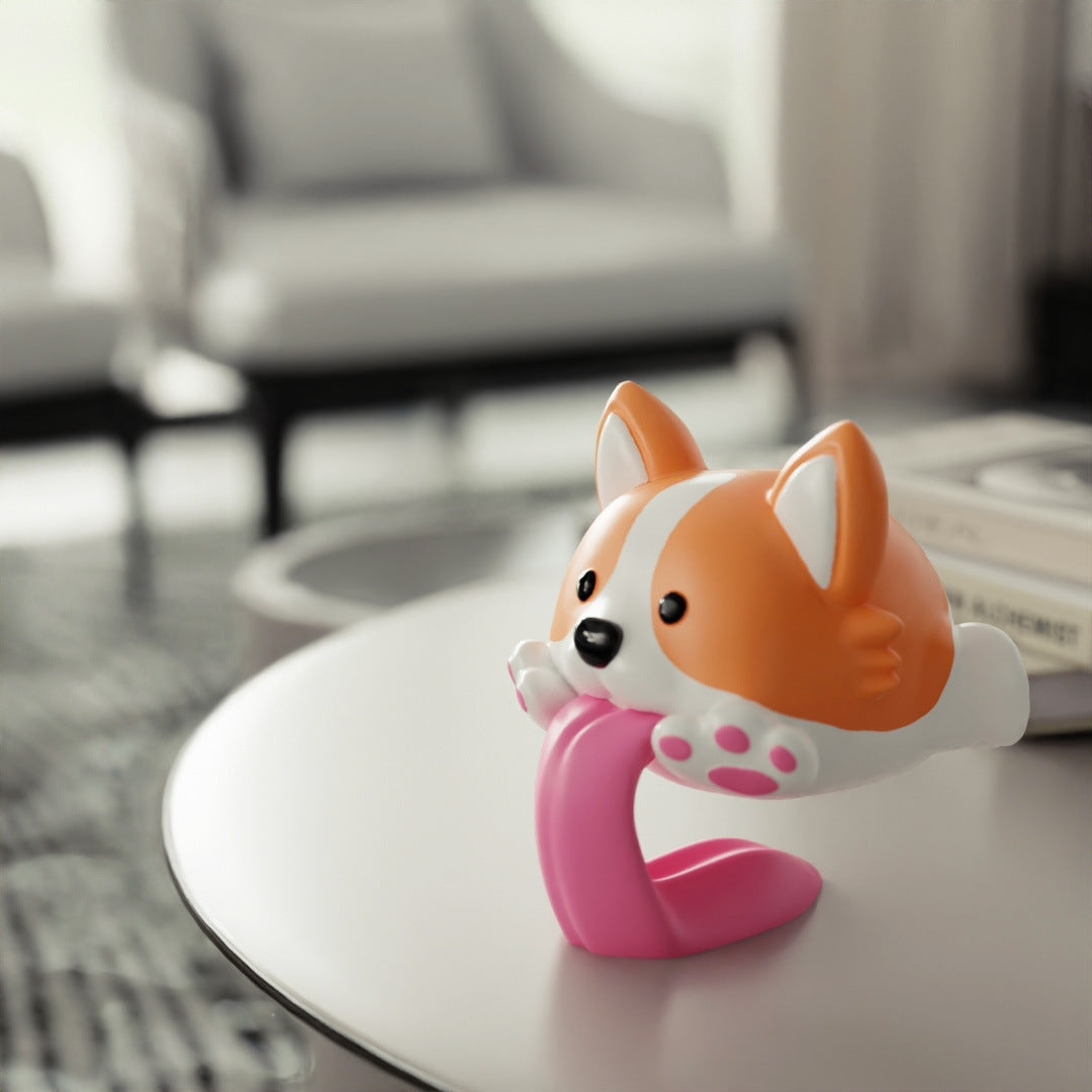 Statua Corgi in Salto - Decorazione Resina Simpatica