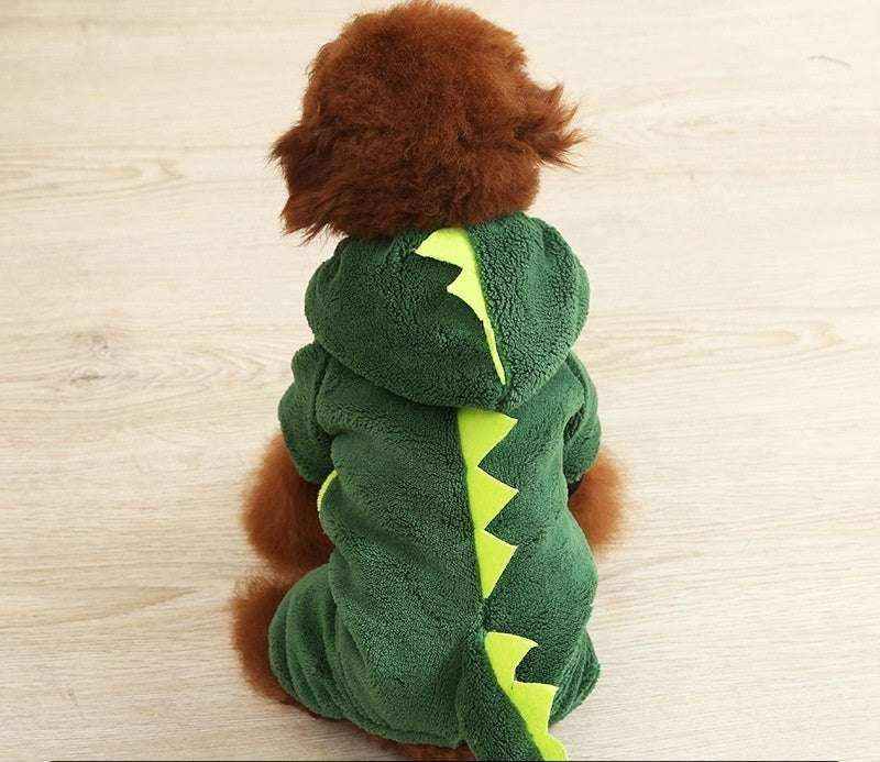 Costume invernale per cani a forma di orso, mucca, dinosauro, leone