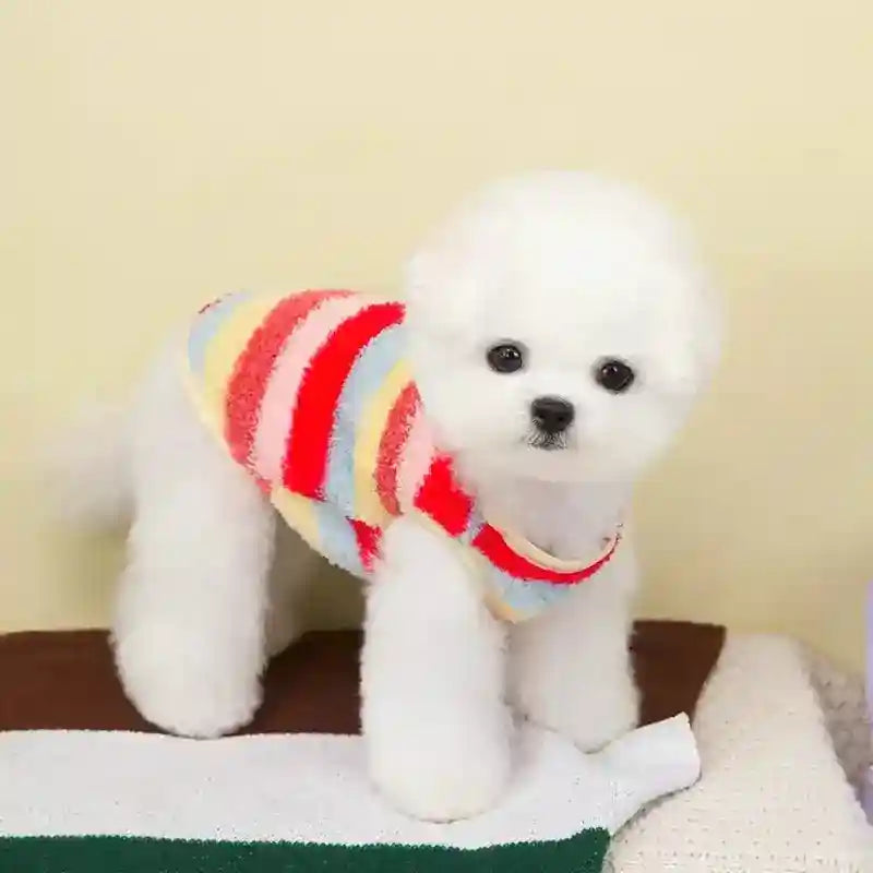 Cappotto LOVE per Cani a Righe con Orsetti - Smanicato by Dog Moda