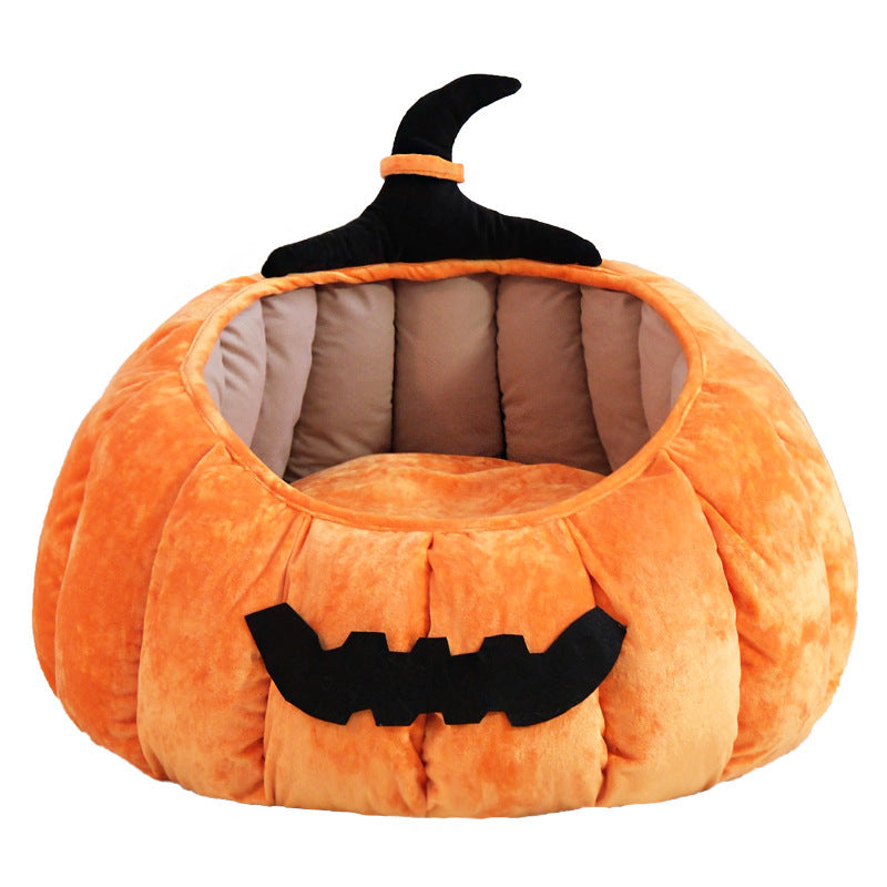 Pumpkin Shaped Cat Bed – Soft &amp; Easy to Clean