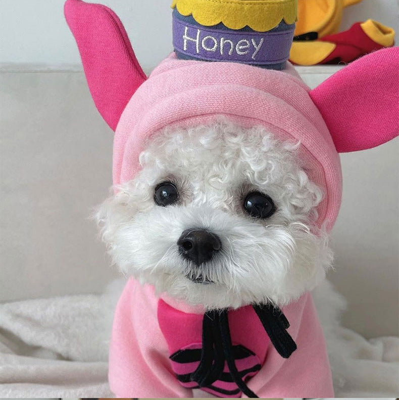Felpa Cane Winnie Pooh Cappuccio Orecchie - Barattolo Miele by Dog Moda