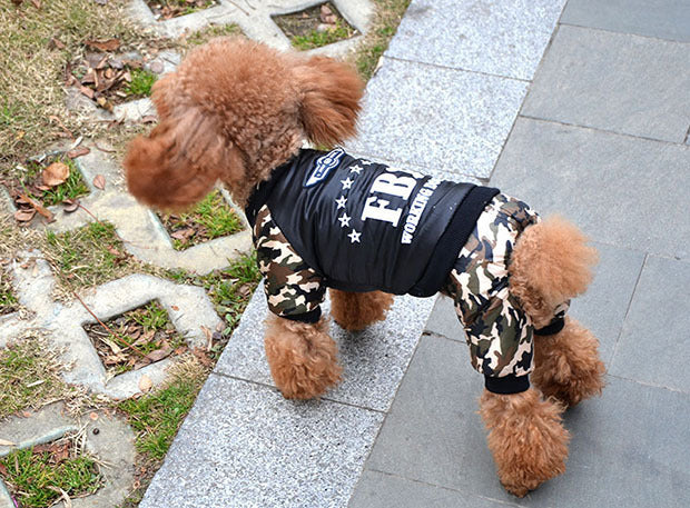 FBI Fleece Dog Coat - Military Camouflage 4 Legs