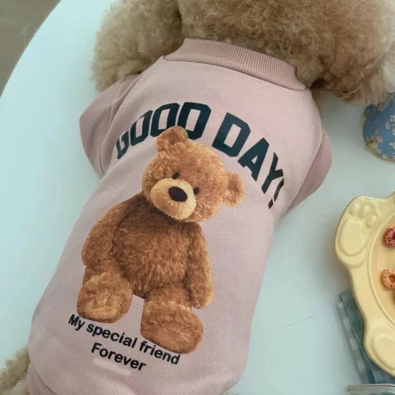 "Good Day" Bear Print Dog Hoodie - Style and Comfort for Your Dog