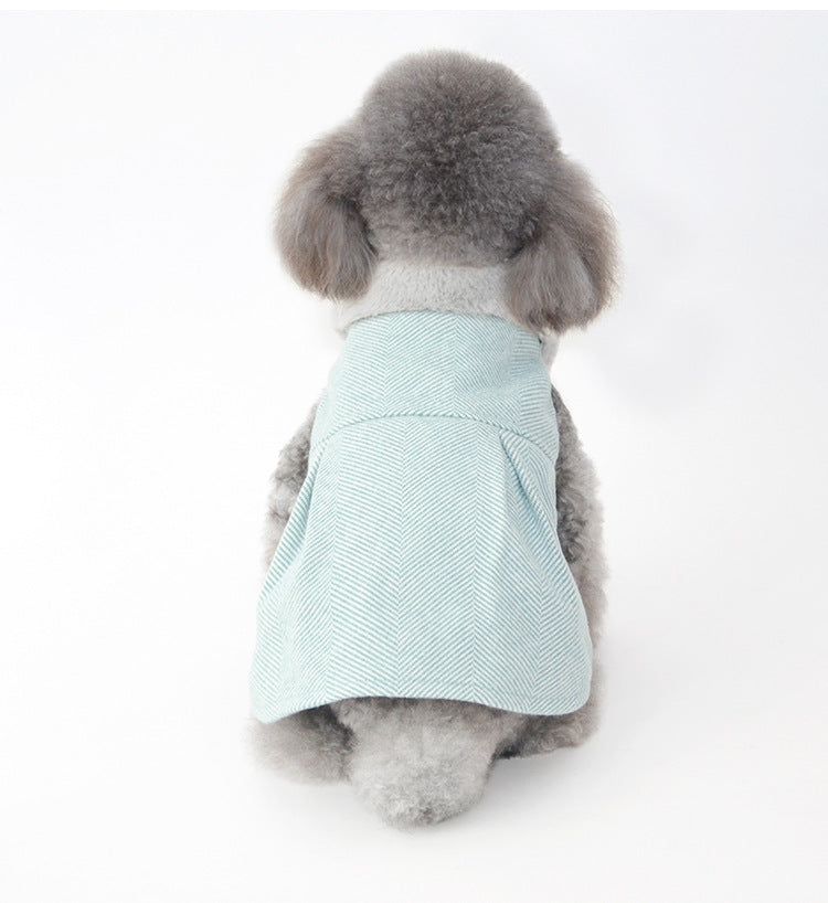 Vogue Pup Sleeveless Coat - Stripes and Warm Fleece
