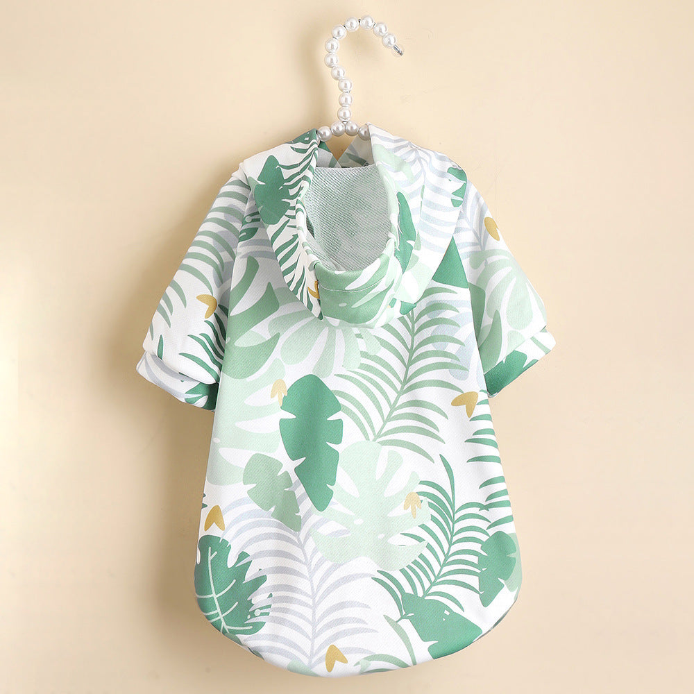Dog Sweatshirt "Leaf" - With Hood and Leaf Pattern