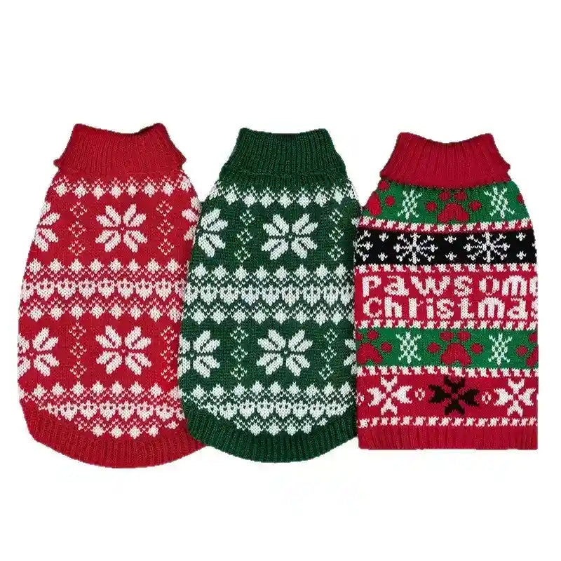 Maglione Natale Cani Fiocchi Neve Rosso Verde by Dog Moda