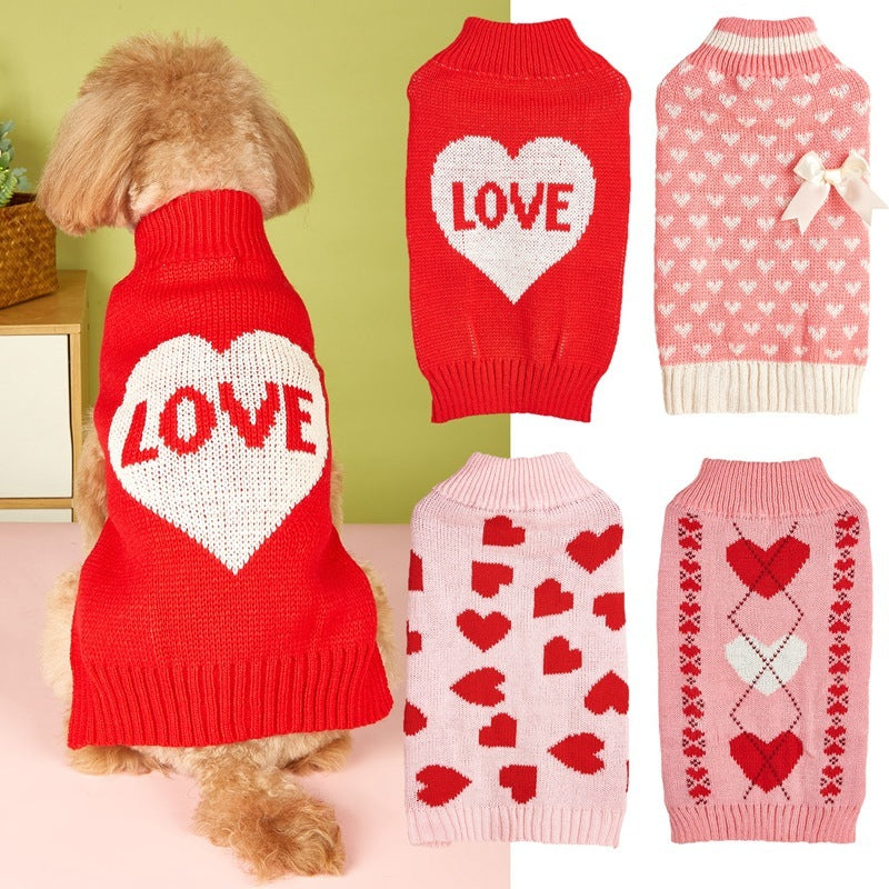 Maglioncino Amore per Cani - Rosa e Cuori - Dog Moda