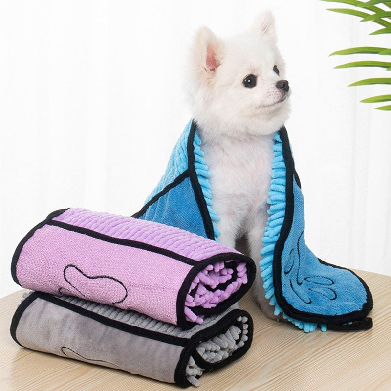 Microfiber Dog and Cat Towel with Double Pocket - Quick Drying and Comfort for Your Four-Legged Friend
