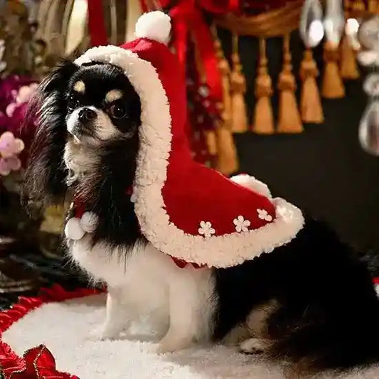 Mantella Natalizia Rossa per Cani con Cappuccio by Dog Moda