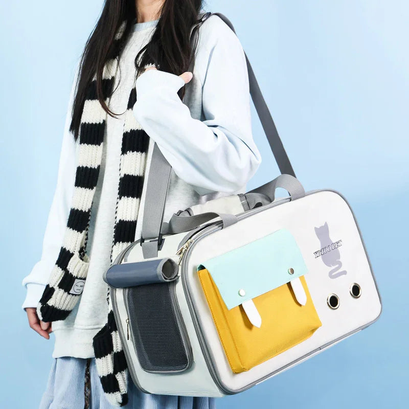 Ventilerad Axelremsväska för Hundar och Katter YBTOO 44cm Resa