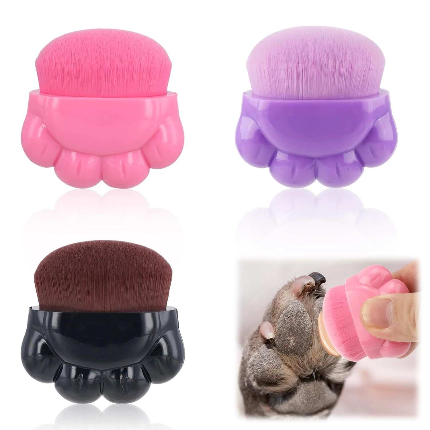 Pennelli per Balsamo per Zampe di Cane - Set da 3 Pezzi con Design a Zampa - Dog Moda