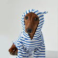 Sudadera con Capucha para Perros y Gatos - Rayas Rojas y Azules Transpirable