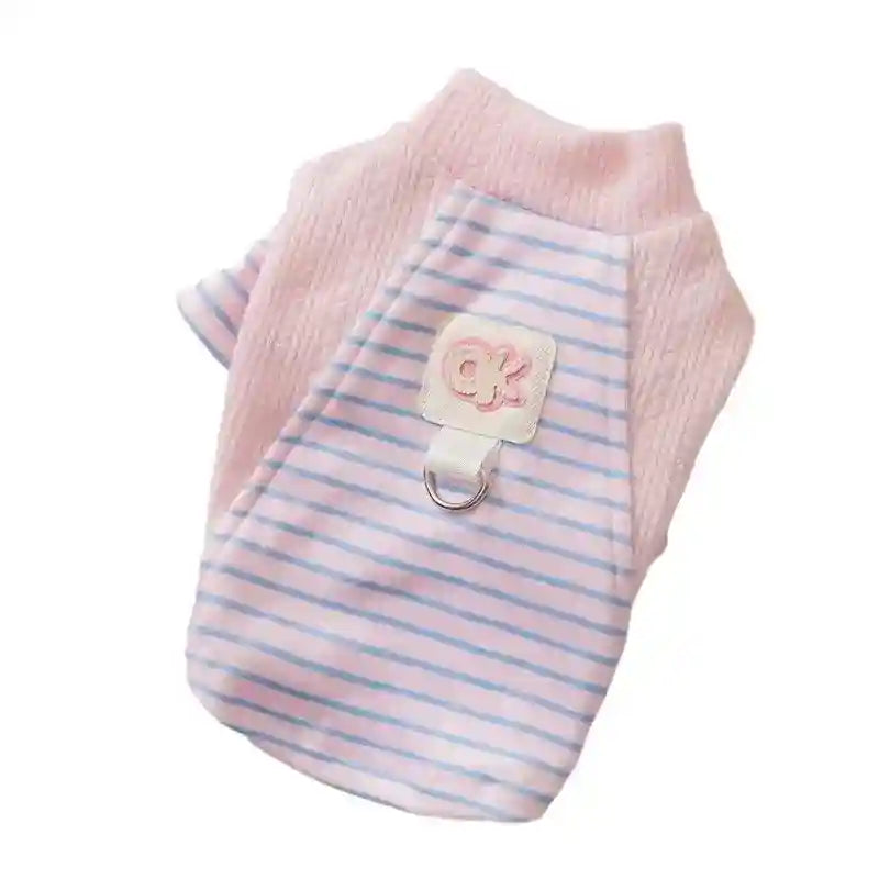 犬用ストライプ柄セーター ハーネスリング付き - OKスタイル