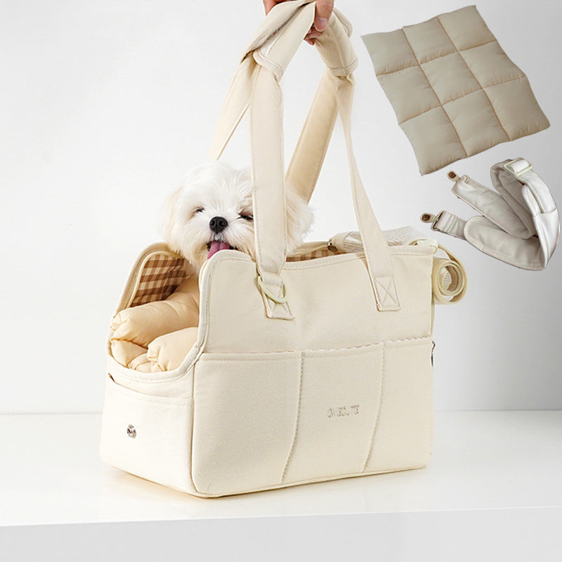 Trasportino Cani Gatti Fondo Rigido Similpelle Doppia Zip