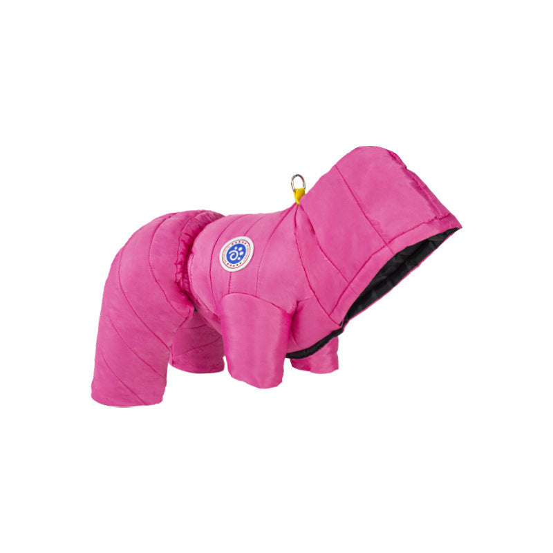 "Chamonix" Dog Down Jacket with Hood and Harness Ring - Full Protection 