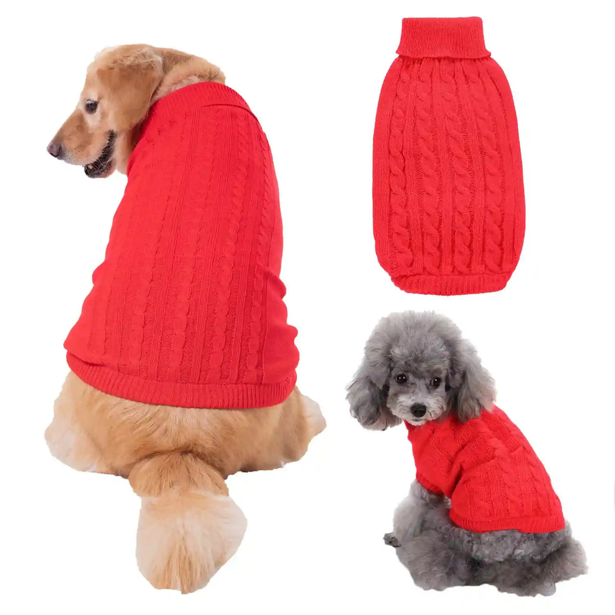 Maglione Treccia Cani Gatti Smanicato Collo Alto Acrilico by Dog Moda