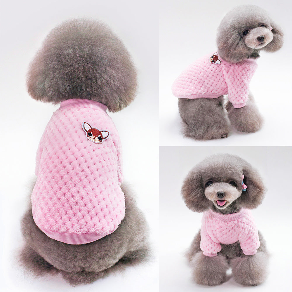 "Pie de Poule" Fleece Dog Sweater - Elegance and Warmth for Your Little Friends 