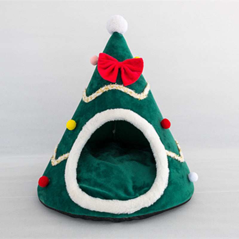 Casa para perros pequeños y gatos con forma de árbol de Navidad