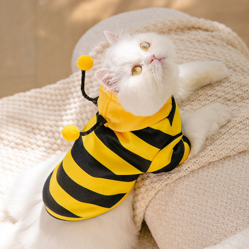 Sudadera para Perro y Gato con Capucha Abeja Rayas Amarillas y Negras