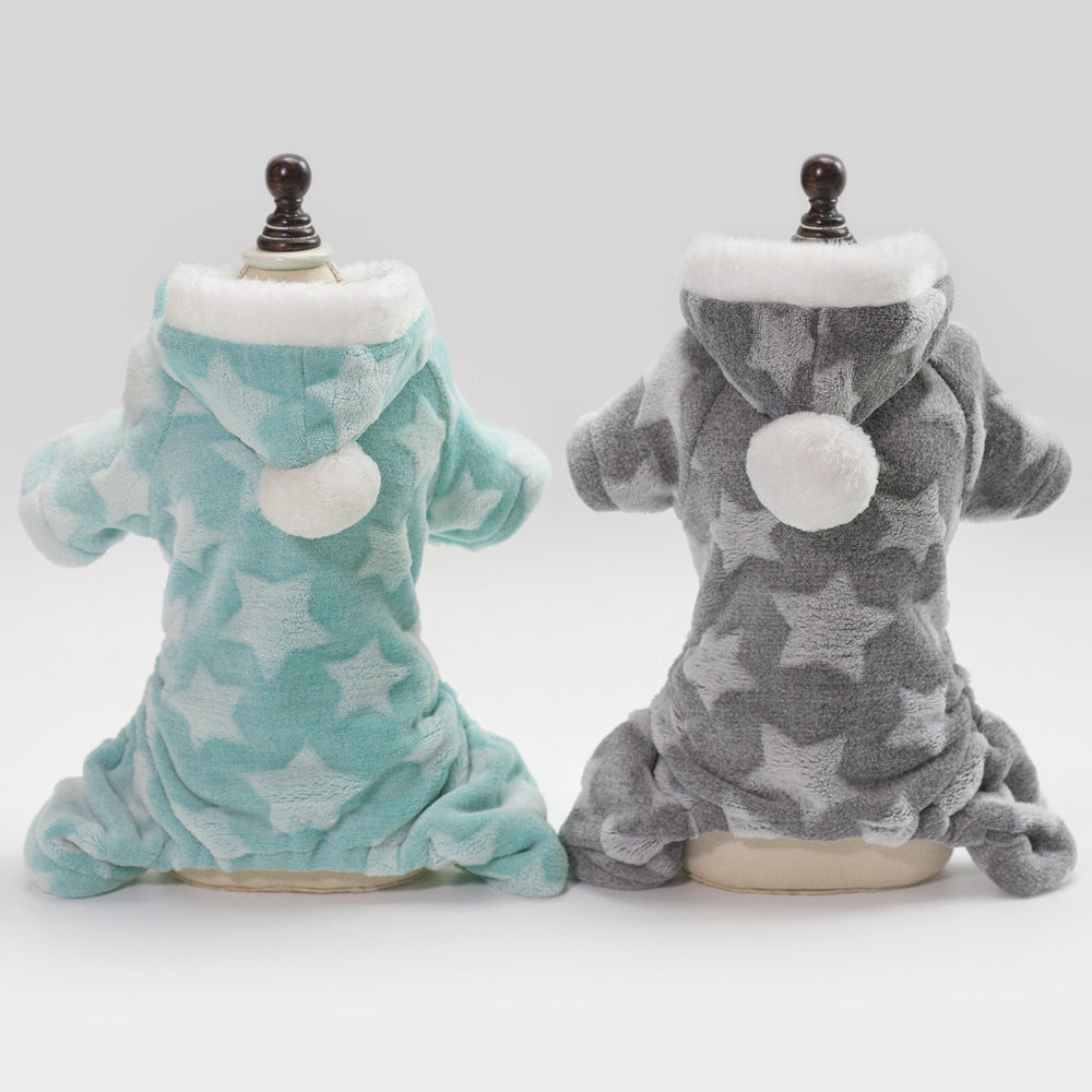 "Cassiopea" Dog Fleece Jumpsuit - Warmth and Style with a Star Print