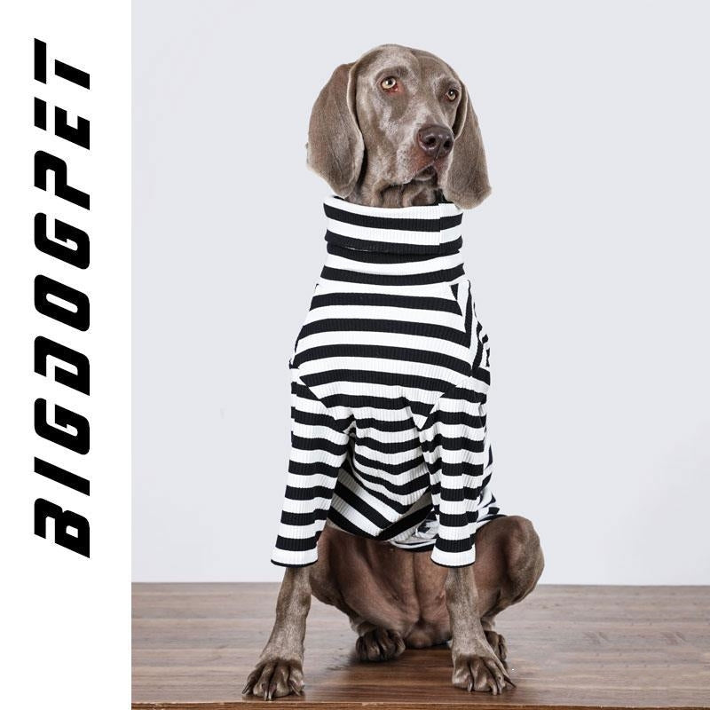 Maglia per Cani a Righe Bianche e Nere Collo Alto