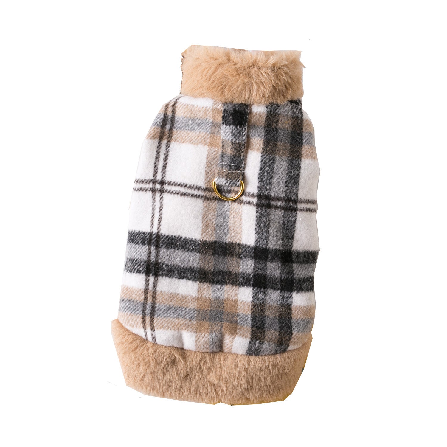 "Coocon" Dog Coat with Harness Ring in Tartan Pattern