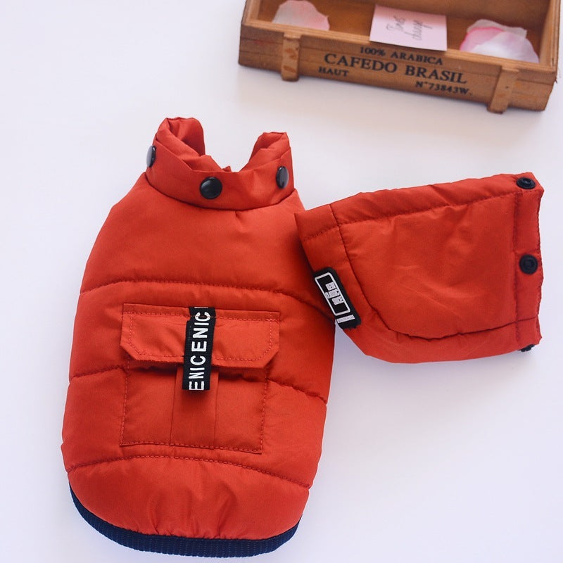 Dog Down Jacket with Removable Hood "Nice" Decorative Pocket
