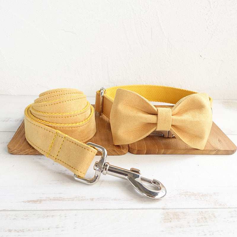 SunnyBow - Set Collare e Guinzaglio Giallo con Papillon in Nylon - Dog Moda