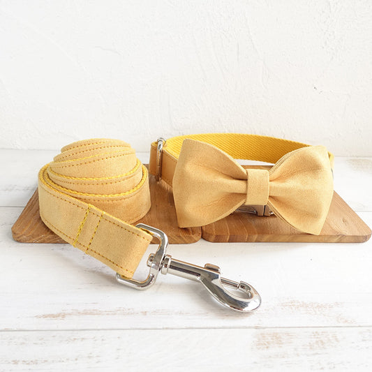 SunnyBow - Set Collare e Guinzaglio Giallo con Papillon in Nylon