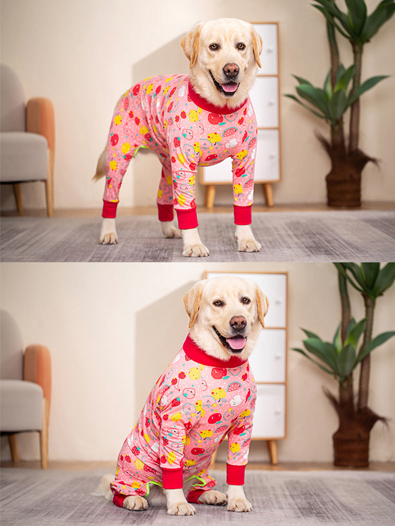 Cotton Shirt for Boxer and Labrador Dogs with Blue and Dinosaur Pattern