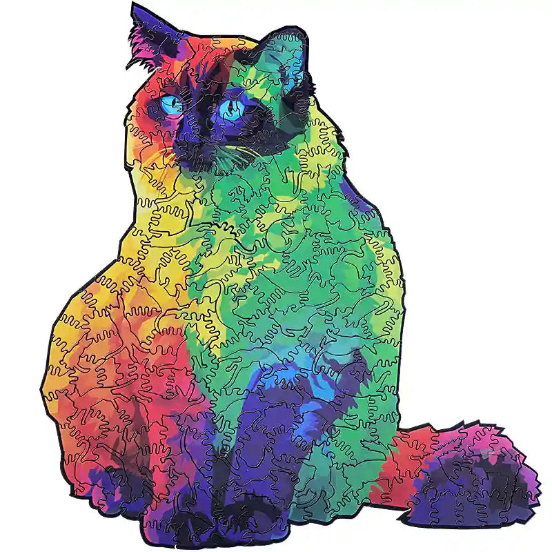 Puzzle Legno Gatto Arcobaleno 221 Pezzi - Difficoltà Alta by Dog Moda