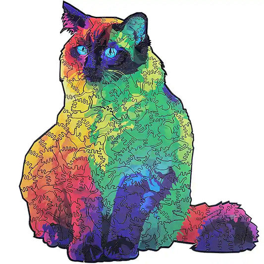 Puzzle Legno Gatto Arcobaleno 221 Pezzi - Difficoltà Alta by Dog Moda
