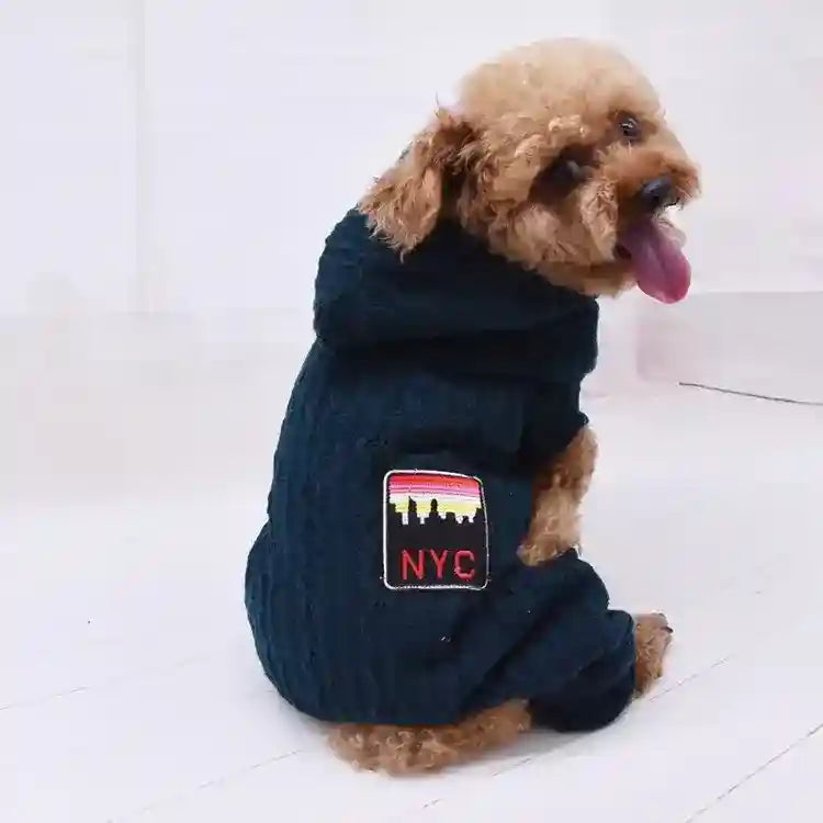Tutina NYC Cani 4 Zampe - Cappuccio e Pile Caldo by Dog Moda