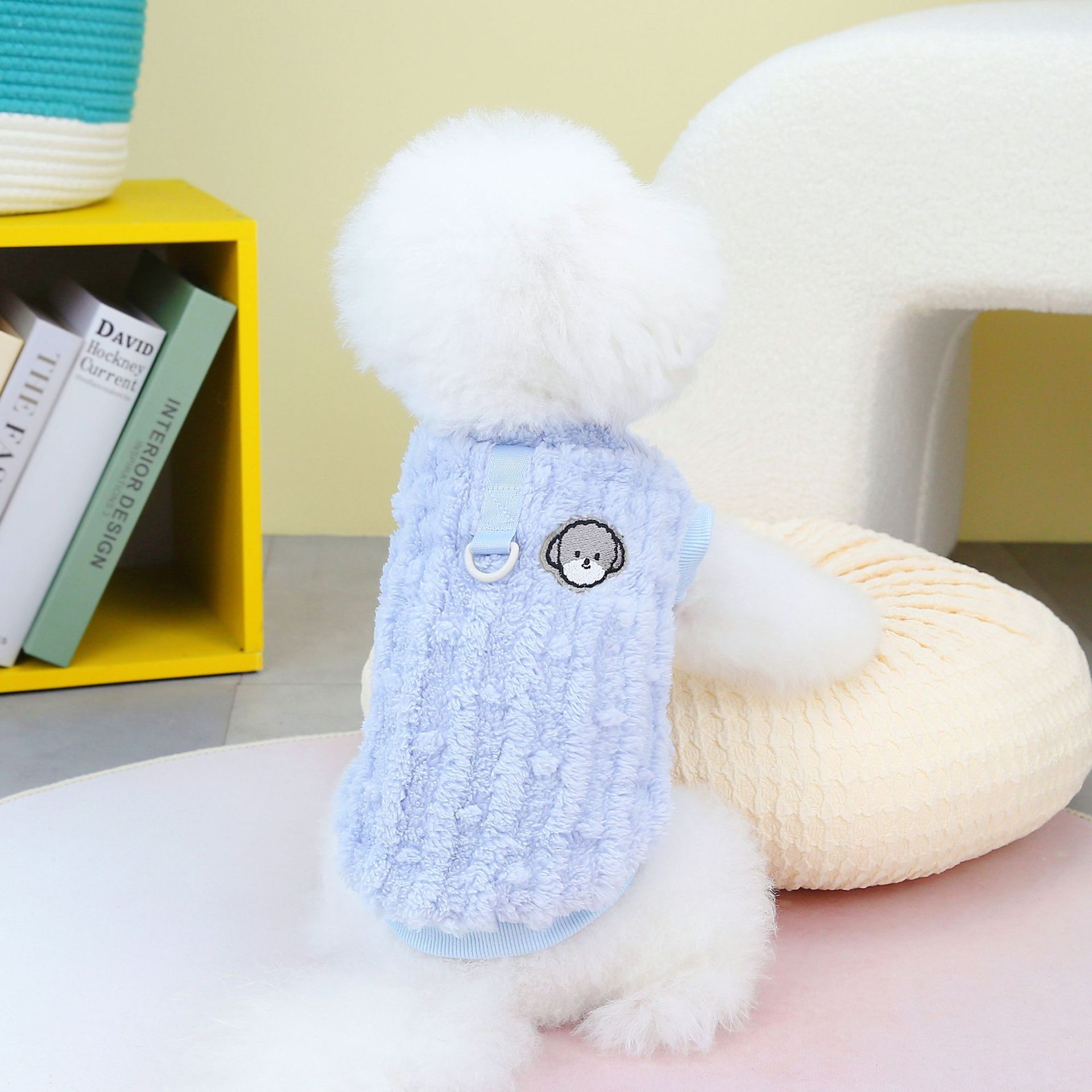 Cuddly Dog Sweater with Harness and Maltese Embroidery
