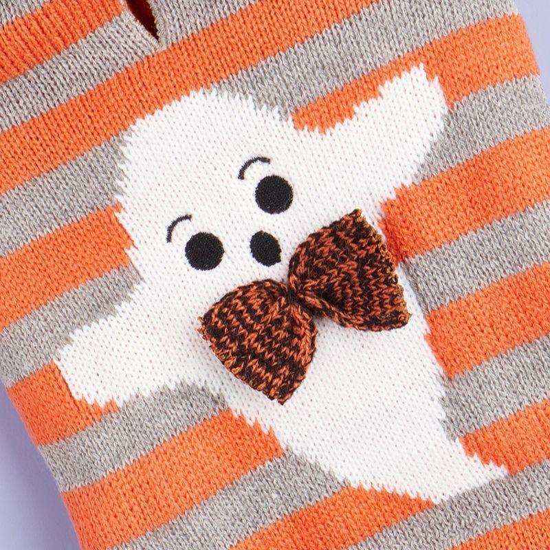 Suéter para perros Casper a rayas naranja y gris con capucha