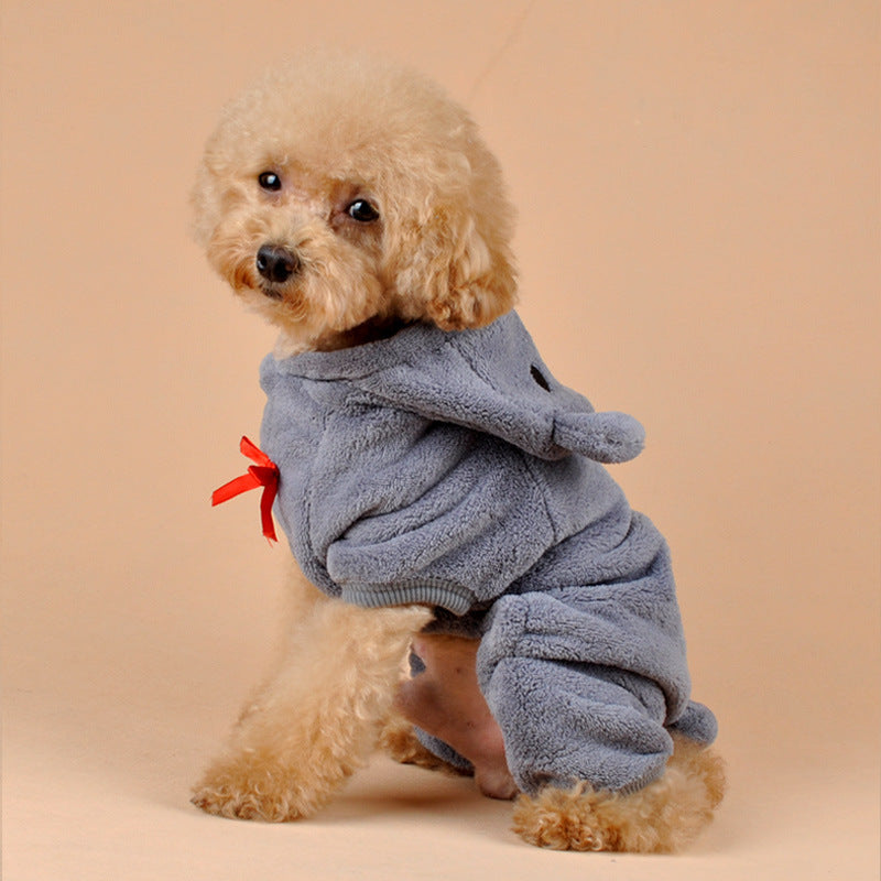 Teddy Heart Fleece Dog Jumpsuit