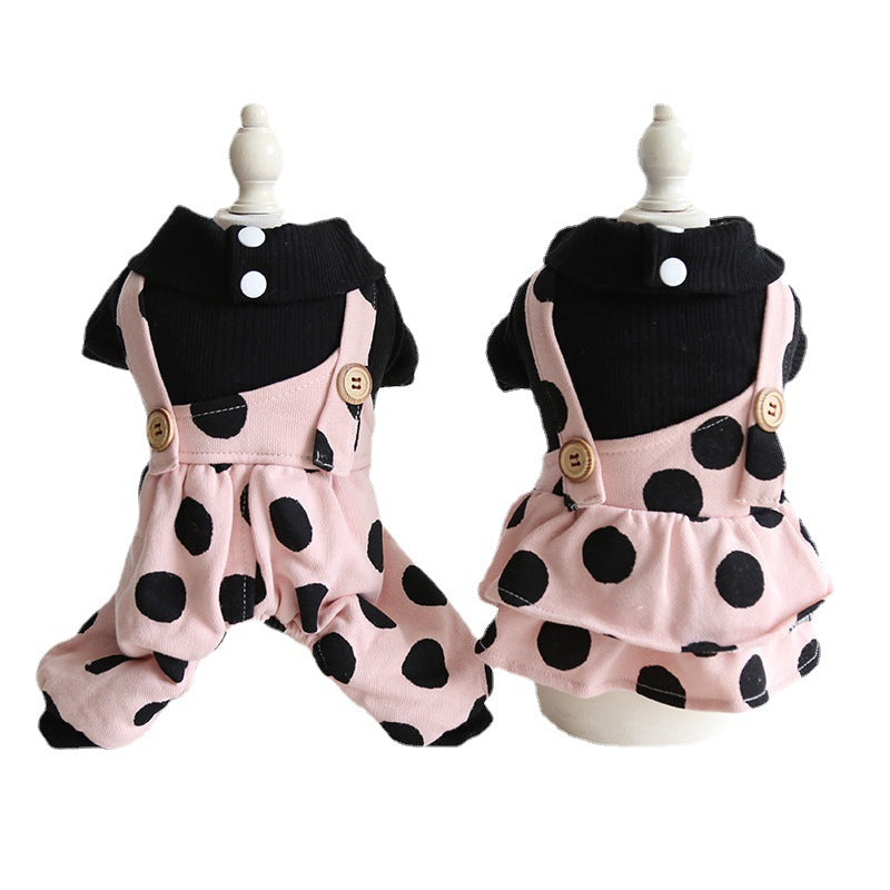 Abrigo para Perros de Pile Rosa con Lunares - Peto o Falda