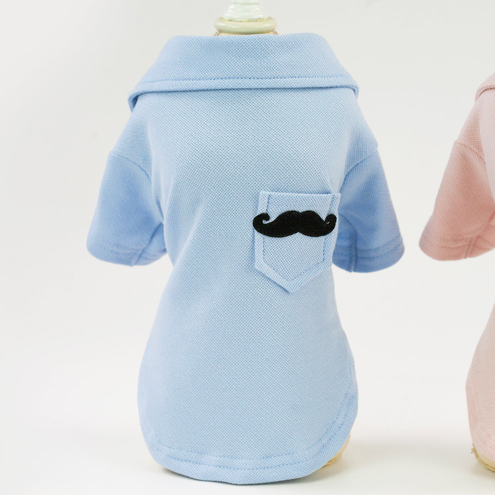 Hundepoloshirt Modell „Mustache“ mit Tasche und Schnurrhaarstickerei