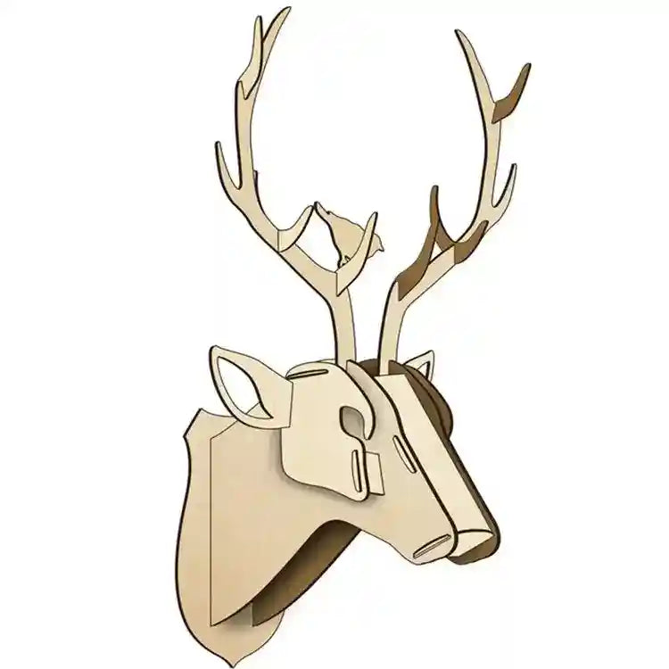 Decorazione Parete Alce Legno 3D - Testa Cervo 61cm by Dog Moda