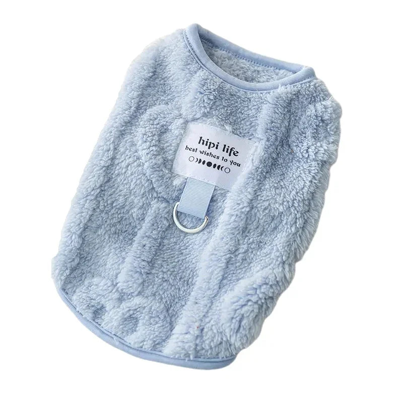 Exquisite Sleeveless Dog Sweater - Warm Fleece Ring Harness