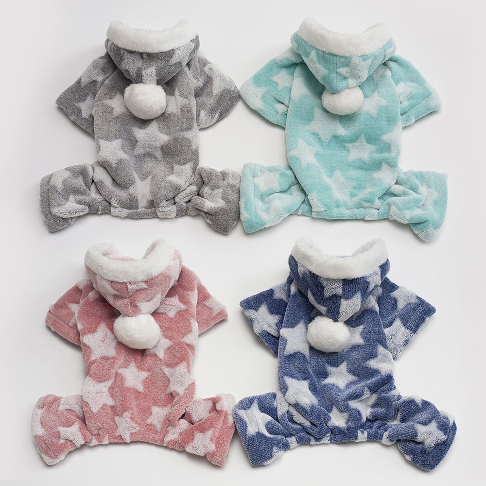 "Cassiopea" Dog Fleece Jumpsuit - Warmth and Style with a Star Print