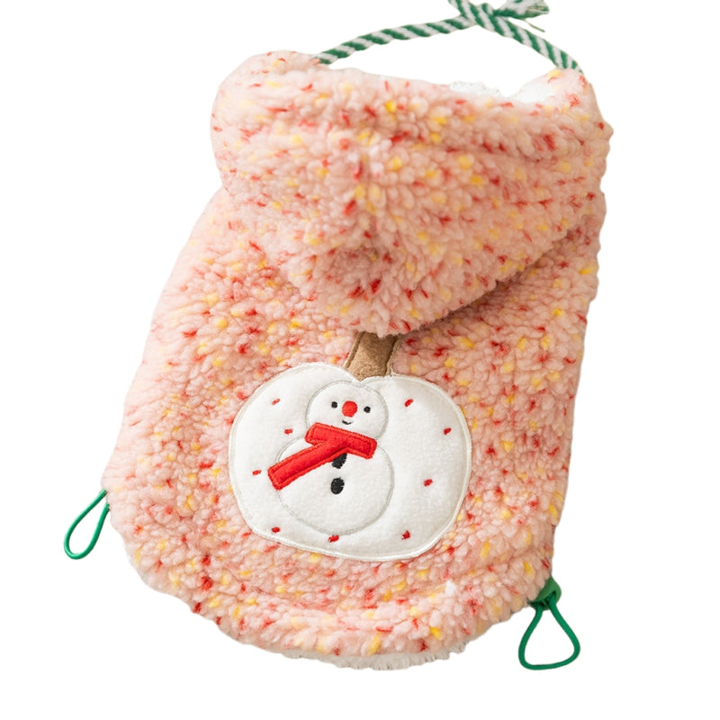 Cappotto Pile Cani con Pupazzo di Neve - Cappuccio Invernale