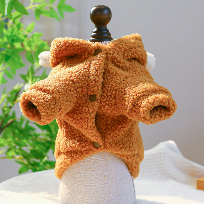 Dog Sweatshirt with Embroidered Teddy Bear and Hood with Ears